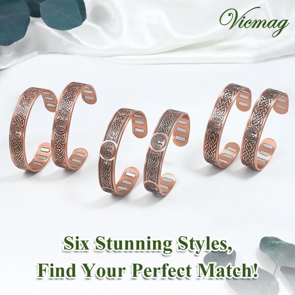 Lightweight Tree of Life Copper Bracelet for Men - 5000 Gauss Magnetic Power - Picture 9 of 9